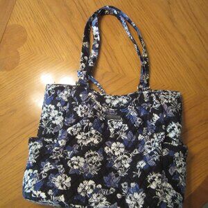 Vera Bradley Blue & White Tote with key ring lanyard